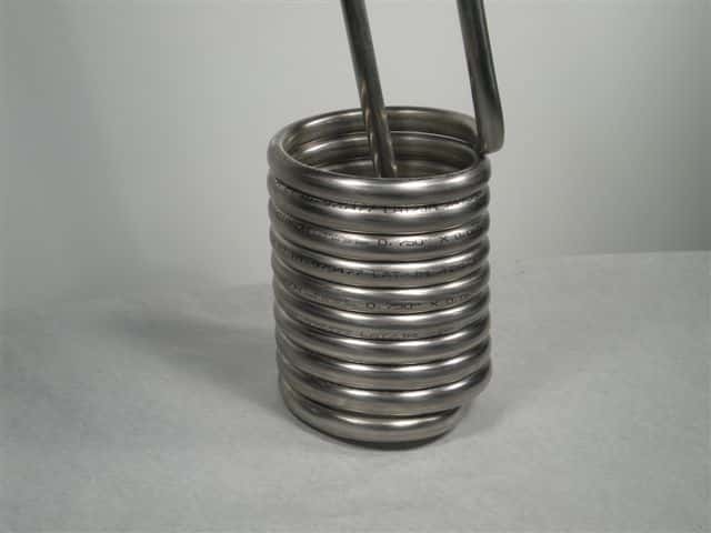 A precision coil produced with a mean coil tolerance of .030” on a tube bending machine made by Winton Machine USA
