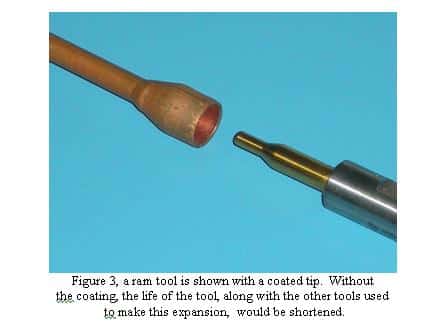 Ram tool with coated tip used in ram end forming during tube fabrication - Winton Machine USA