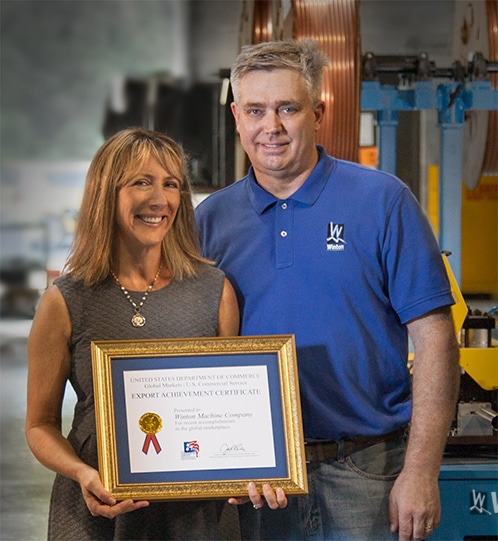 Winton Machine wins U.S. Commercial Service Export Achievement Award