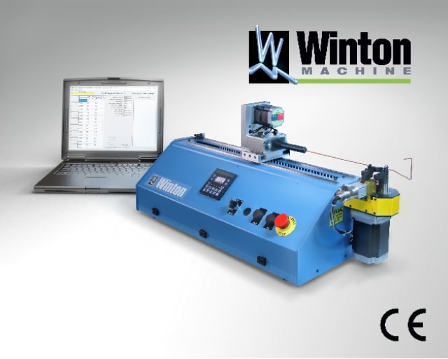 The CE certified, microprocessor controlled Winton Machine USA CX6 benchtop CNC Bender makes precision bends in semi-rigid coaxial cable.