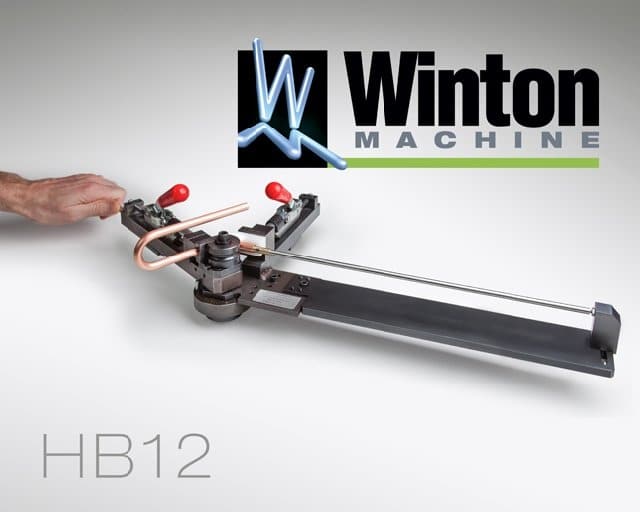 Winton Machine USA's HB12 rotary draw hand bender bends copper & aluminum tubing & semi-rigid coax cable up to 10mm. Production or R&D uses.