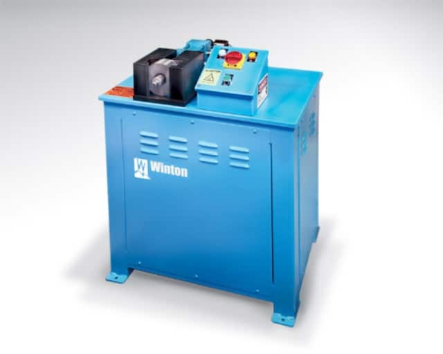 The Winton Machine USA E50 tube end former is a tube production machine that uses 8 segmented fingers to expand the end of a tube without a clamp die.