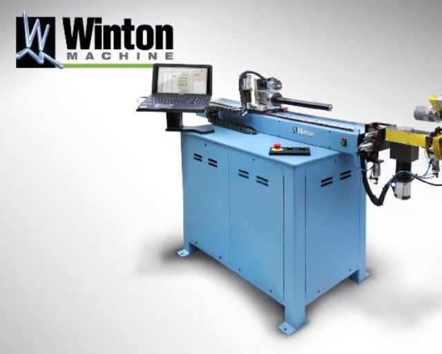 Winton USA's RD8 dual stack 3-axis CNC coax bending machine bends semi-rigid coax cable where 2 different bend radii are required within the same part.