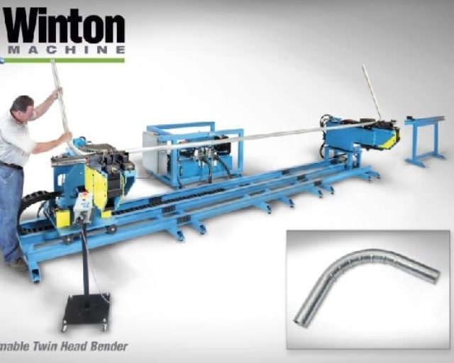 Winton Machine USA's Model TH50 twin head tube bending machine is a hydraulic powered rotary compression tube bending system for tube production.
